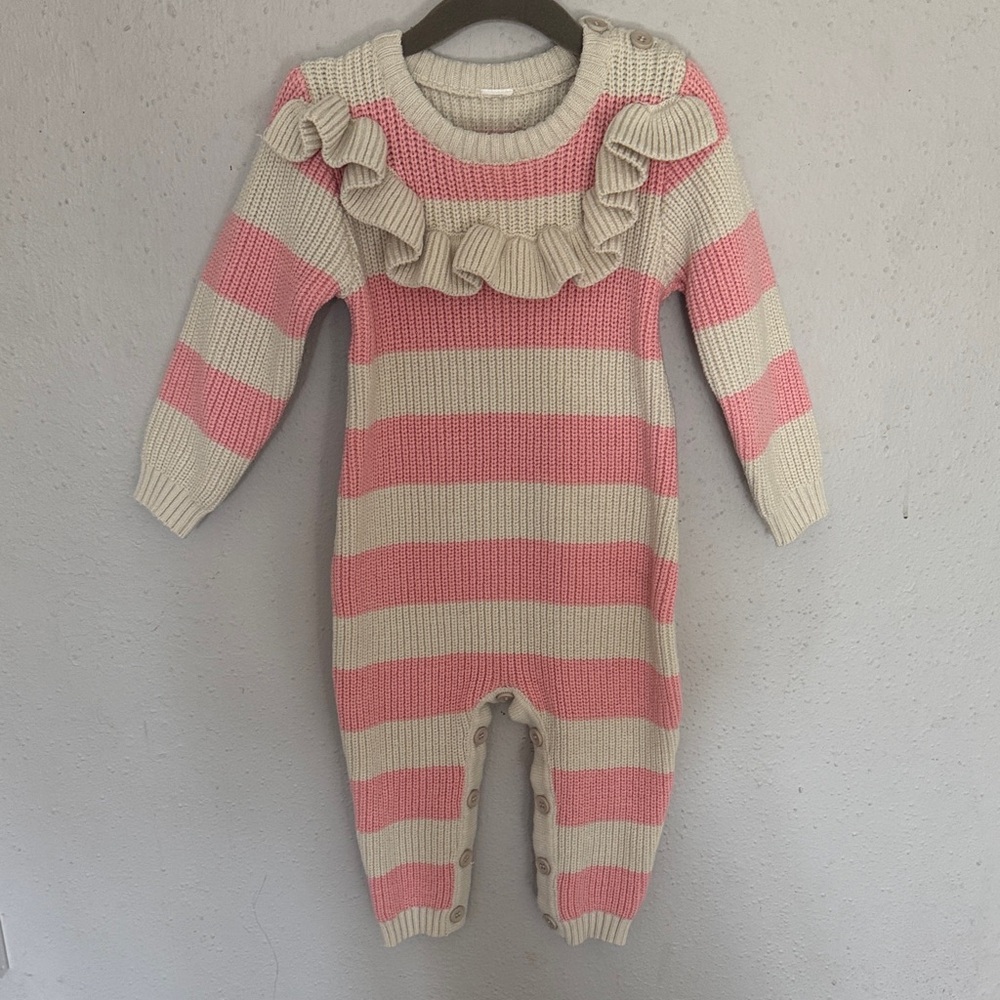 Pink and Cream Striped Kids One Piece